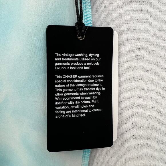 CHASER Workout Tank Top Womens Medium Blue Tie Dye Wave Strappy Tank NEW - Picture 10 of 11